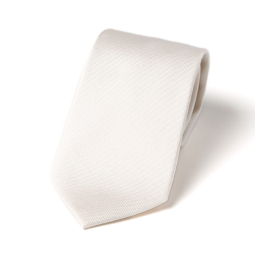 Off White Solid Twill Silk Tie
