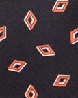 Pink Rhombus Pattern Dark Navy Printed Silk Tie