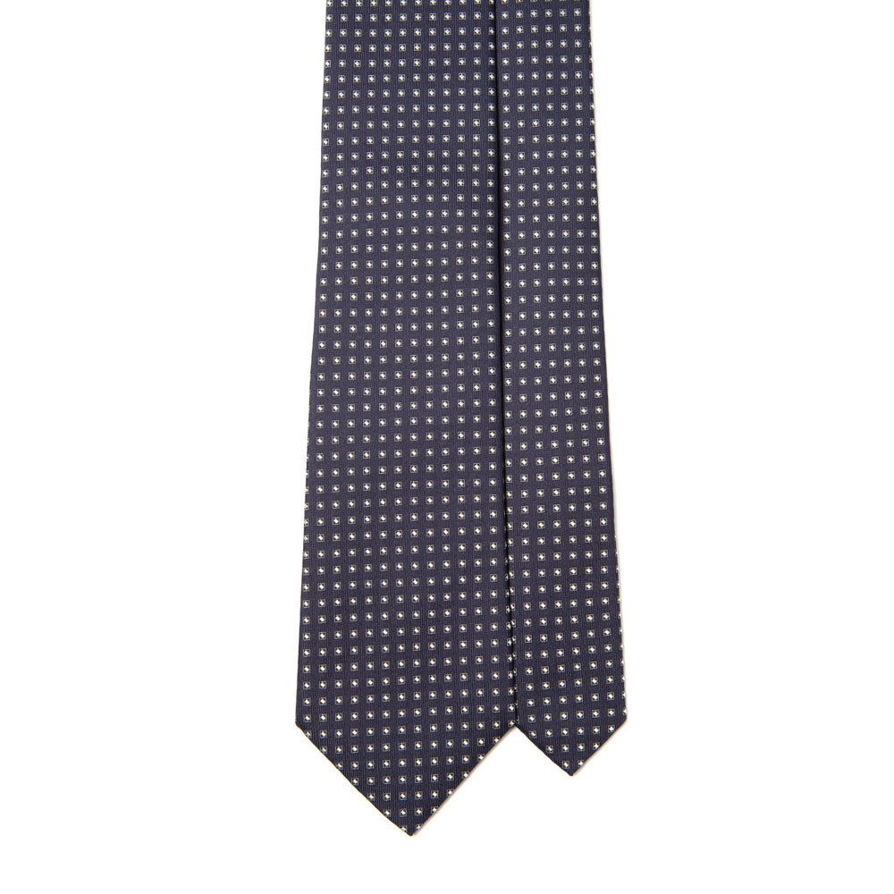 Micro Square Pattern Dark Navy Woven Silk Tie