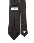 Micro Paisley Pattern Black Brown Woven Silk Tie