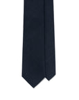 Dark Navy Herringbone Solid Woven Wool Cotton Tie