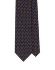 Lattice Pattern Chocolate Brown Blue Printed Silk Tie
