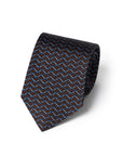 Lattice Pattern Chocolate Brown Blue Printed Silk Tie
