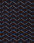 Lattice Pattern Chocolate Brown Blue Printed Silk Tie