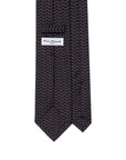 Lattice Pattern Chocolate Brown Blue Printed Silk Tie