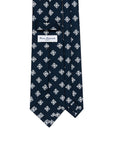 White Square Twist Pattern Classic Navy Printed Silk Tie