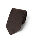Espresso Brown Herringbone Solid Woven Wool Cotton Tie