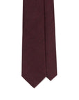 Espresso Deep Burgundy Herringbone Solid Woven Wool Cotton Tie