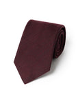 Espresso Deep Burgundy Herringbone Solid Woven Wool Cotton Tie