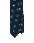 Art Deco Diamond Pattern Navy Green Woven Silk Tie