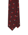 Art Deco Diamond Pattern Burgundy Navy Woven Silk Tie