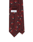 Art Deco Diamond Pattern Burgundy Navy Woven Silk Tie