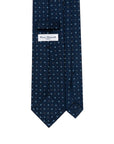 Mini Flower & Dot Pattern Dark Navy Blue Woven Silk Tie