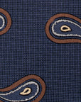 Big Paisley Pattern Dark Navy Brown Woven Silk Tie