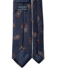 Big Paisley Pattern Dark Navy Brown Woven Silk Tie