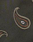 Big Paisley Pattern Olive Green Brown Woven Silk Tie