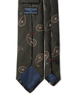 Big Paisley Pattern Olive Green Brown Woven Silk Tie