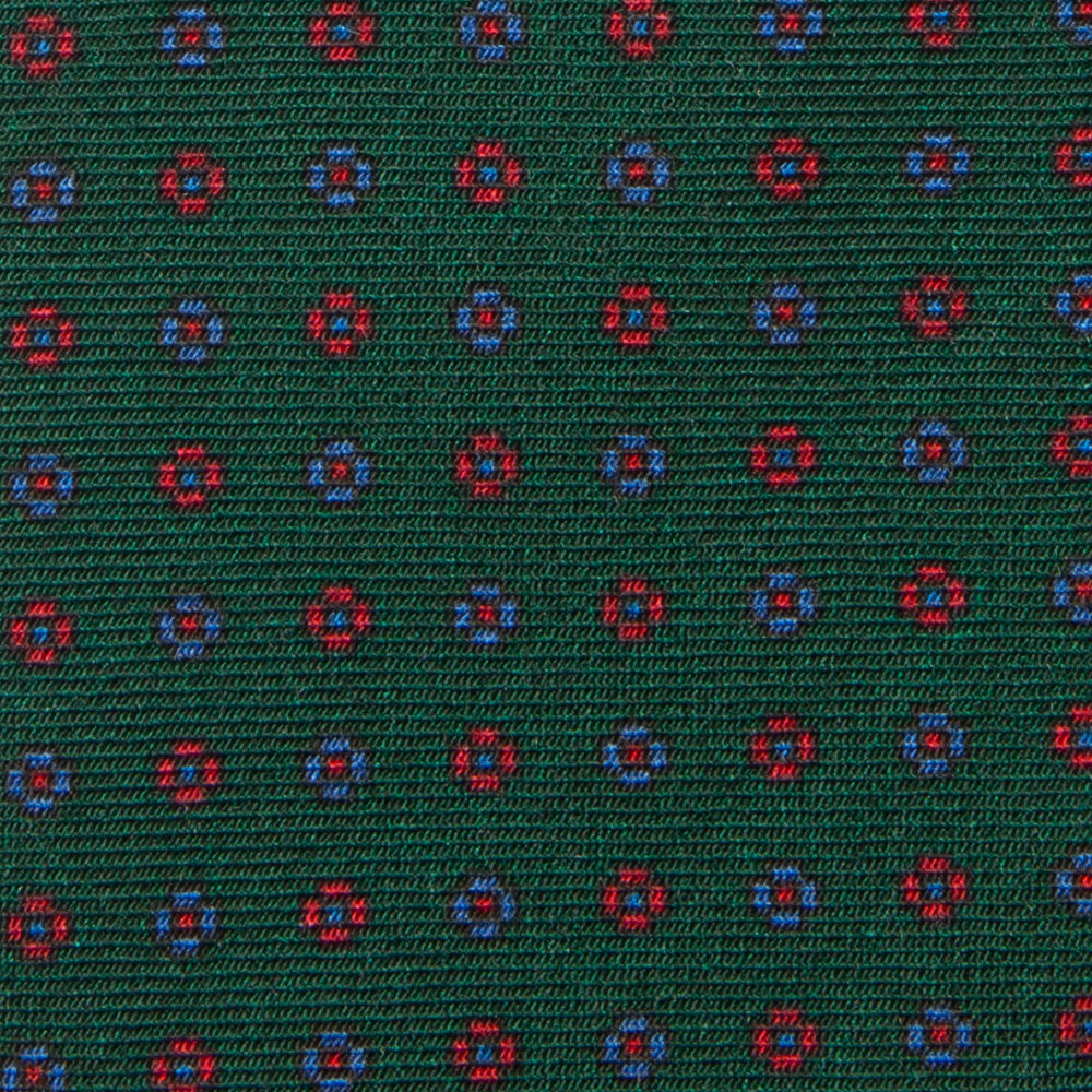 Petite Flower Pattern Deep Green Printed Wool Tie