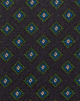 Green Tile Pattern Dark Navy Printed Wool Tie