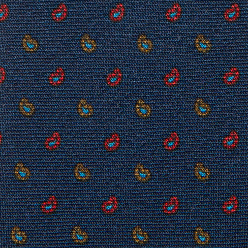 Petite Paisley Pattern Classic Navy Printed Wool Tie