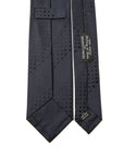 Black Dot Stripe Dark Navy Woven Silk Tie