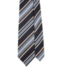 Signature Stripe Dark Navy Woven Wool Silk Tie