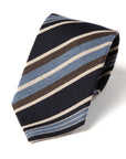 Signature Stripe Dark Navy Woven Wool Silk Tie