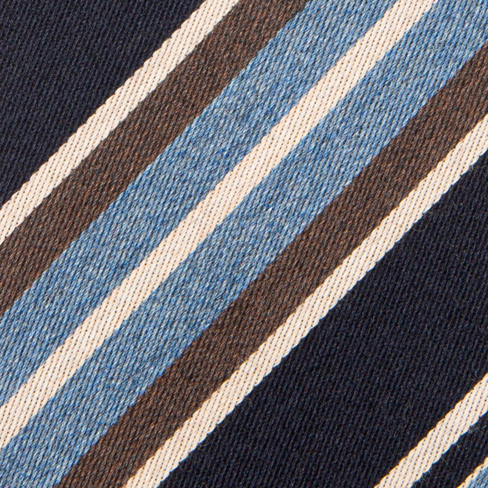 Signature Stripe Dark Navy Woven Wool Silk Tie
