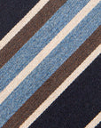 Signature Stripe Dark Navy Woven Wool Silk Tie