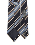 Signature Stripe Dark Navy Woven Wool Silk Tie