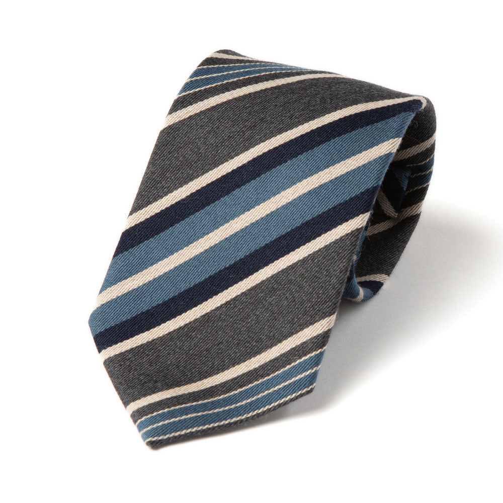 Signature Stripe Dim Gray Woven Wool Silk Tie