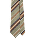 Signature Stripe Sage Green Woven Wool Silk Tie