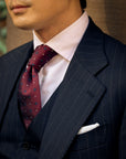 Navy Floral Dot Pattern Burgundy Woven Silk Tie