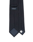 Dark Navy Basket Solid Woven Silk Tie