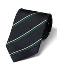 Beige Green Double Stripe Dark Navy Woven Silk Tie