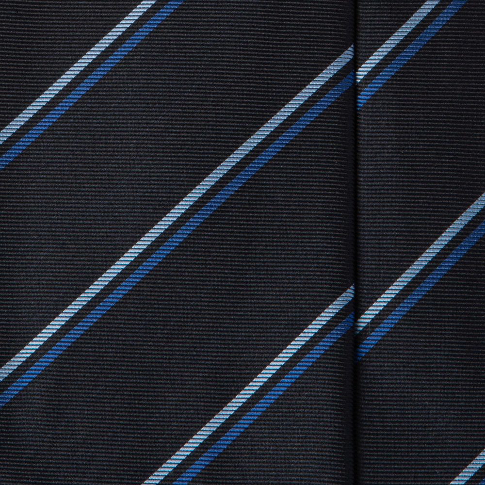 Blue Navy Double Stripe Dark Navy Woven Silk Tie
