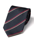 Pink Beige Double Stripe Dark Navy Woven Silk Tie