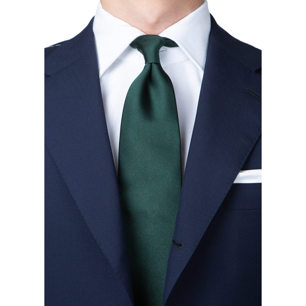 King Twill Solid Green Silk Tie
