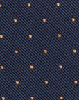 King Twill Pin Dot Navy Orange Silk Tie