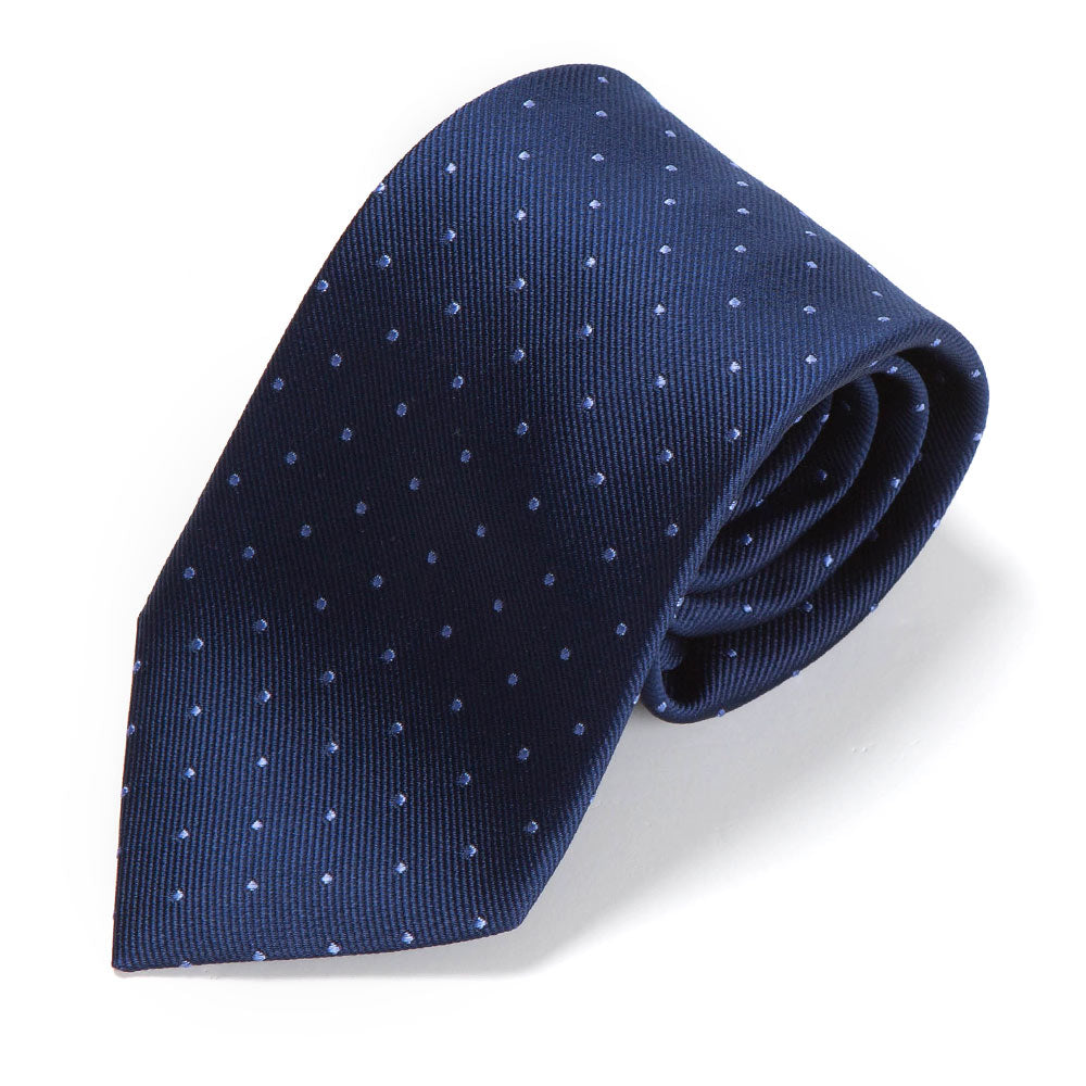 King Twill Pin Dot Navy Blue Silk Tie
