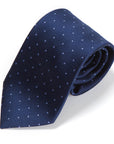 King Twill Pin Dot Navy Blue Silk Tie