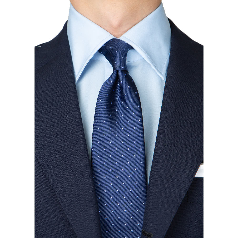 King Twill Pin Dot Navy Blue Silk Tie