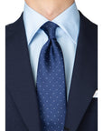 King Twill Pin Dot Navy Blue Silk Tie