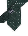King Twill Pin Dot Green White Silk Tie