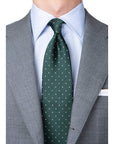 King Twill Pin Dot Green White Silk Tie