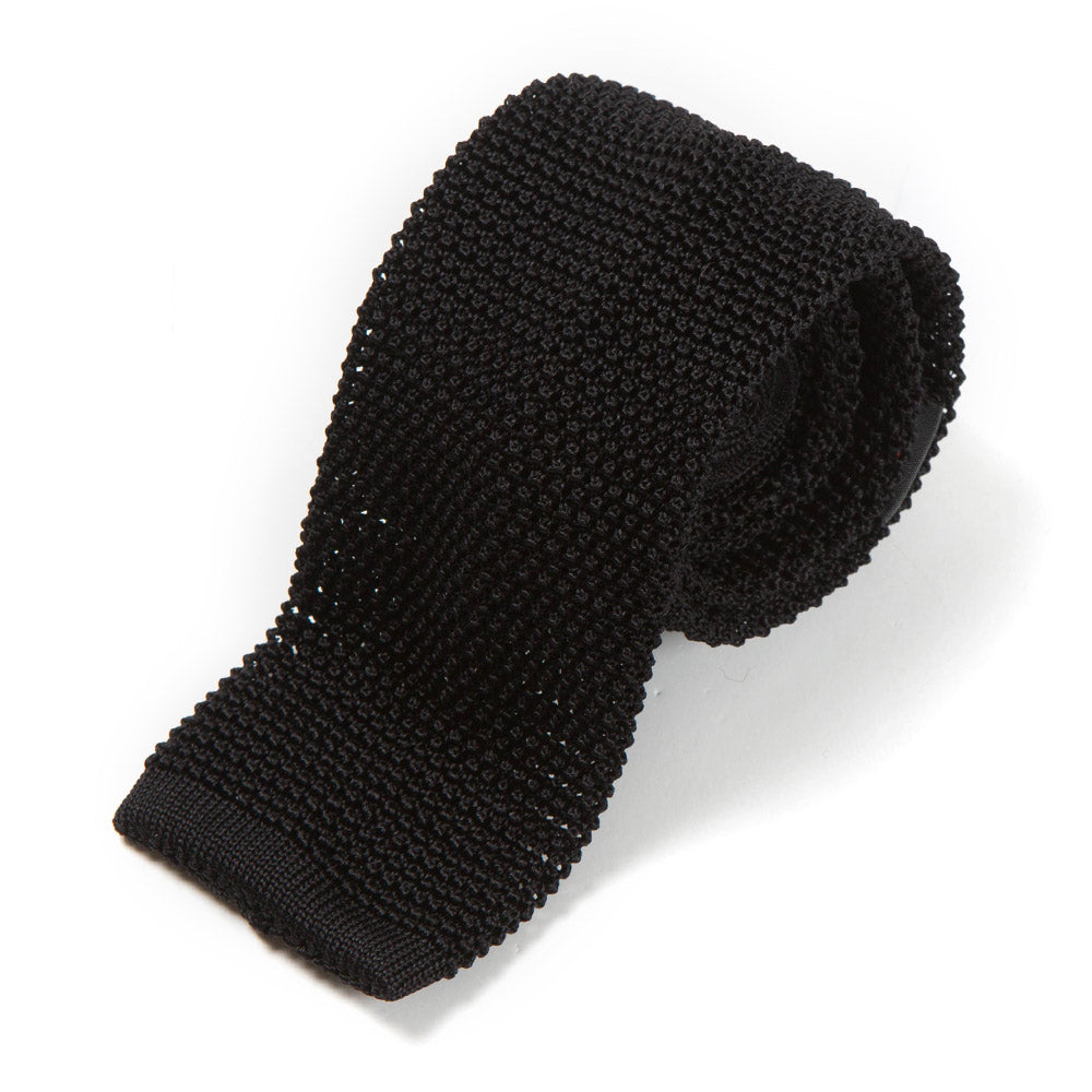 Jade Black Solid Silk Knit Tie