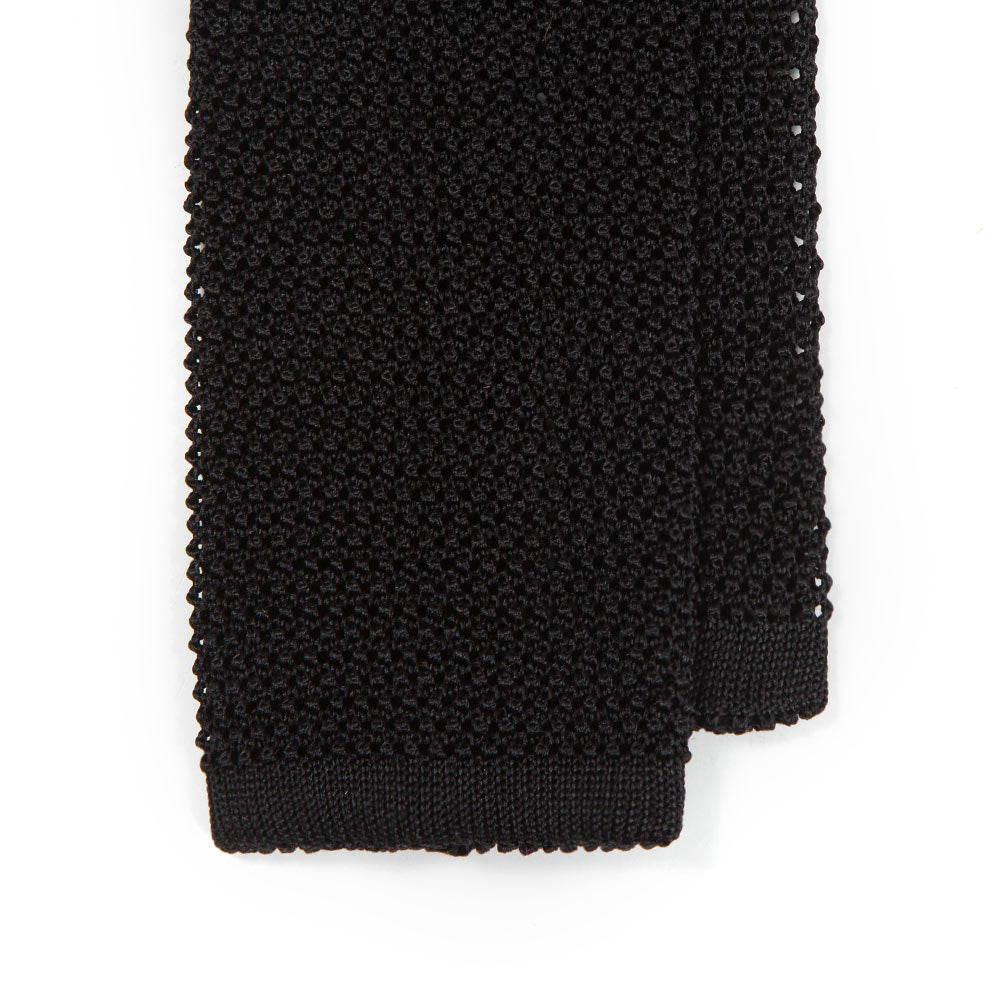 Jade Black Solid Silk Knit Tie