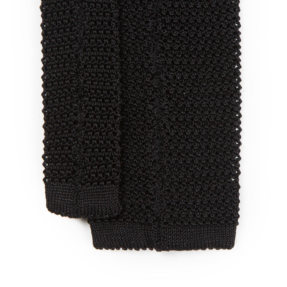 Jade Black Solid Silk Knit Tie