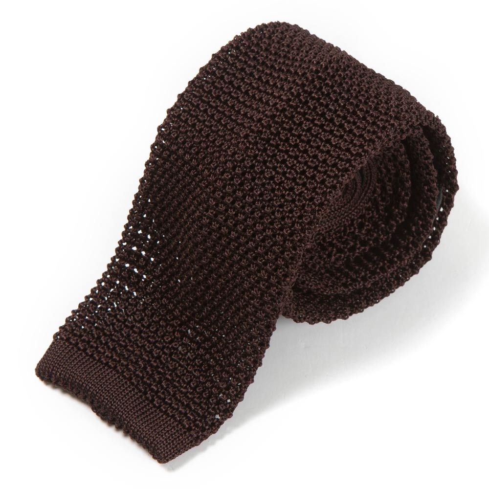 Dark Brown Solid Silk Knit Tie