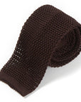Dark Brown Solid Silk Knit Tie